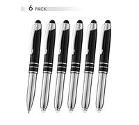 Sypen Stylet pour appareils à écran Tactile, tablettes, iPad, iPhone, Multifonction capacitif Stylo à Bille avec LED Lampe de Poche, Stylo à Encre, 3 en 1 en métal Pen, Lot de 6 par Sypen 6 Pack Noir