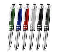 Sypen stylet pour appareils à écran tactile, tablettes, iPad, iPhone, multifonction capacitif Stylo à bille avec LED Lampe de poche, Stylo à encre, 3 en 1 en métal Pen, Lot de 6 par Sypen 6 Pack Red+Silver+Black+Blue+Green+Lilac