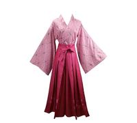 Syqiya Anime Nezuko Kamado Kimono Outfit Cosplay Costume Femme Rouge XL (Chest 93-100cm)