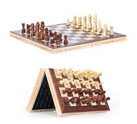 Syrace Magnétique Echiquier en Bois, Jeu d'échecs de Voyage Pliables, Échecs et Dames 2 en 1 avec Emplacements De pour Rangement, 40CM X 40CM…