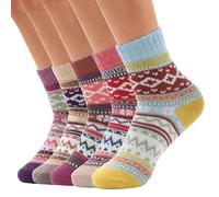 Syrads 5 Paires Chaussettes Douillettes Thermiques pour Hommes Femmes de Noël Douces Maison En Peluche pour Temps Froid Hiver,Multicolore
