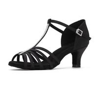 Syrads Ballroom Salsa Practice Performance Chaussures de Danse Femmes Chaussures de Danse Latine Chaussures de Danse de fête,Noir 6cm Heel,37 EU