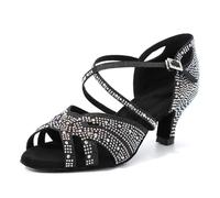 Syrads Femmes Ballroom Salsa Practice Performance Chaussures de Danse Chaussures de Danse Latine Chaussures Danse,Noir 6cm Heel,41 EU