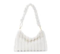Syrads Femmes Peluche sous Les Bras Sac Fausse Fourrure Fluffy Soft Fluffy Fuzzy Plush Top Handle Purse,Blanc