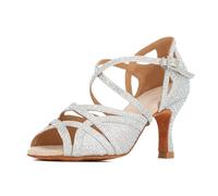 Syrads Femmes Strass Chaussures De Danse Salle De Bal Latin Salsa Dansant Talons Chaussures Peep Toe Cross Strap Femmes