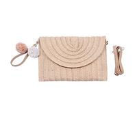 Syrads Sac à main d'embrayage de soirée en paille pour femme Sac à main de plage d'été Sac d'enveloppe tissé en paille,Brun clair