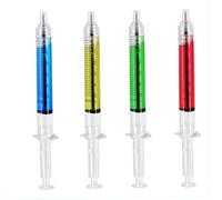 Syringe Ballpoint Pen 4 Couleur Encre Bleu Black Nouveauté Blood Fun Gift Youlty Blood Syringe Ballpoint Pen Injection stylos pour infirmière Costumes - 4 Color