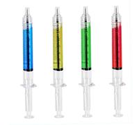 Syringe Ballpoint Pen 4 Couleur Encre Bleu Black Nouveauté Blood Fun Gift Youlty Blood Syringe Ballpoint Pen Injection stylos pour infirmière Costumes - 4 Color