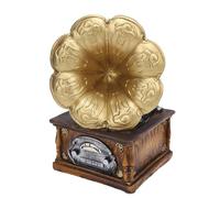 Syrisora Décoration D'ornement de Tourne-Disque de Gramophone Rétro, Accessoire D'affichage de Modèle de Phonographe Vintage pour la Maison et la Photographie, Artisanat en Résine doré