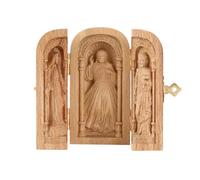 Syrisora Figurine Sculptée en Bois de la Sainte Famille, Faite à la Main, Marie, Jésus, Statues, Ornement Portable, Joli Premier Noël pour Enfants