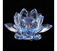 Syrisora Fleur en Cristal, Ornement de Fleur en Cristal Poli de Coupe d'art avec Décomposition de la Lumière du Soleil Conductrice D'énergie pour la Décoration de la Maison, Cadea (Bleu80mm)