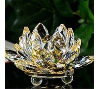 Syrisora Fleur en Cristal, Ornement de Fleur en Cristal Poli de Coupe d'art avec Décomposition de la Lumière du Soleil Conductrice D'énergie pour la Décoration de la Maison, Cadea (Jaune80mm)