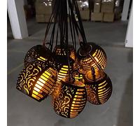 Syrisora Guirlande Lumineuse à Lanterne à Flamme Solaire, Décoration | Construction ABS + PP, étanche pour Jardin, Fête, Halloween, Batterie 3,7 V incluse.