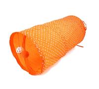 Syrisora Jouet Tunnel pour Chat, Tube Interactif Pliable pour Animaux de Compagnie avec Petite Cloche à Boule, Cachette à Motif de Points pour Chats et Chiots (Orange)