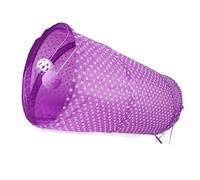 Syrisora Jouet Tunnel pour Chat, Tube Interactif Pliable pour Animaux de Compagnie avec Petite Cloche à Boule, Cachette à Motif de Points pour Chats et Chiots (Violette)
