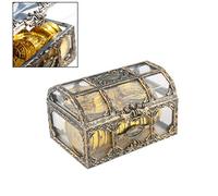 Syrisora Laduup Coffre au trésor de pirate, rectangulaire, vintage, transparent, design ancien, boîte à bijoux, boîte à bijoux, boîte à bijoux