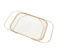Syrisora Passoire Extensible sur L'évier, Panier à Mailles Fines en Acier Inoxydable avec Poignées pour évier de Cuisine, Rectangle Essentiel, Entretien Facile, Passe au Lave-vaisselle (Or)