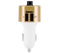 Syrisora Transmetteur FM Bluetooth pour Voiture, Double Chargeur USB avec Appels Mains Libres (Or)