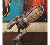 Syrisora Veilleuse Fusée Steampunk, Lampe de Style Industriel avec Effet Ampoule Flamme, pour Décoration de Salon, Chambre à Coucher, Bureau (blanche)