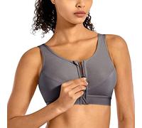 SYROKAN Soutien Gorge Femme Sport sans Armature Maintien Extreme Zippée Devant Dos Nageur Non Rembourré pour Fitness Course Jogging Forêt Sauvage 90E