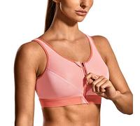 SYROKAN Soutien Gorge Femme Sport sans Armature Maintien Extreme Zippée Devant Dos Nageur Non Rembourré pour Fitness Course Jogging Pêche poussiéreuse 90F