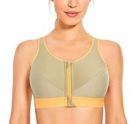 SYROKAN Soutien Gorge Femme Sport sans Armature Maintien Extreme Zippée Devant Dos Nageur Non Rembourré pour Fitness Course Jogging Antilope 95F