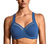 SYROKAN Soutien Gorge Sport Femme Maintien Extreme avec Armature Dos Nageur Impact Elevé Non Rembourré Bleu Nuit 95D