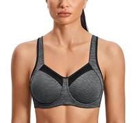 SYROKAN Soutien Gorge Sport Femme Maintien Extreme avec Armature Dos Nageur Impact Elevé Non Rembourré Gris chiné 105B