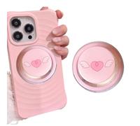 SYRQUX Magnetique Support Téléphone Finger Grip Bloque Porte Smartphone, Les Ailes de l'amour Poignée Rétractable, Compatible Avec La Plupart Et Tablettes, 1 Pièces (D)