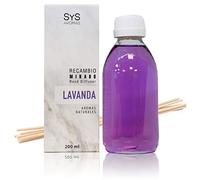 SYS Arômes désodorisants Mikado lavande - Notes florales et aggrestes - Recharge pour diffuseur avec bâtonnets - Longue durée - Idéal pour la maison, le bureau, la salle de bain - 200 ml avec 8