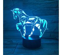 SYSIS 3D Lampe Illusion Optique LED Veilleuse, Optiques Illusions Lampe de Nuit 7 Couleurs Tactile Lampe de Chevet Chambre Table Art Déco Enfant Lumière de Nuit avec Câble USB, Cheval