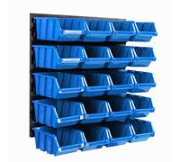 Syst?me de rangement mural 385 x 390 mm Lot de 20 boîtes Boîtes empilables Boîtes de rangement transparentes Plaques murales extra solides Étag?re extensible Étag?re de rangement pour atelier