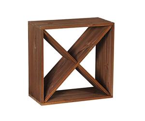 System Cube 50, module 1 « X » Étagère à vin pour 24 bouteilles, épicéa couleur tabac, empilable/extensible, 50 x 50 x 25 cm (hauteur x largeur x profondeur)