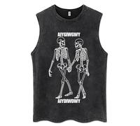 System of A Down Lonely Day Skeleton Vintage Washed Tank Tops Men Classic 90s Rock Alternative Metal Sleeveless Vests T-shirts FTBX-Z07745-Black