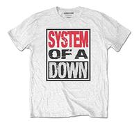 System of a Down - T-Shirt # L Unisex White # Triple Stack Box [Import]
