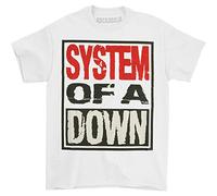 System of a Down - T-Shirt # M Unisex White # Triple Stack Box [Import]