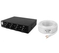 System One SC4B + 16CABLE - Sélecteur pour 4 paires d'enceintes avec contrôle du volume et 16 MTS de câble de haut-parleur