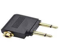 System-S Adaptateur d'avion pour Casque d'avion - Adaptateur Double Jack 3,5 mm - Fiche Mono AUX coudée (mâle) vers Prise Jack stéréo 3,5 mm (Femelle)