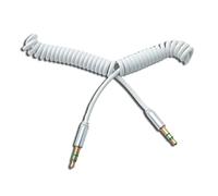 System-S Câble audio 150 cm 3,5 mm stéréo mâle vers mâle spirale en blanc