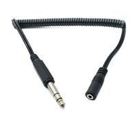 System-S Câble audio 60 cm stéréo TRS jack 6,35 mm mâle vers 3,5 mm femelle adaptateur spirale