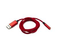 System-S Câble audio USB - 100 cm - Jack 3,5 mm femelle vers 2.0 type A mâle - Adaptateur AUX tressé - Rouge
