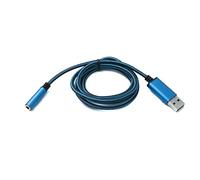 System-S Câble audio USB - 100 cm - Prise jack 3,5 mm femelle vers 2.0 type A mâle - Adaptateur AUX tressé - Bleu