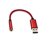 System-S Câble Audio USB - 20 cm - Jack 3,5 mm Femelle vers 2.0 Type A mâle - Adaptateur AUX tressé - Rouge