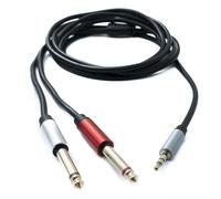 System-S Câble audio Y 2 m stéréo TRS 3,5 mm mâle vers 2 x jack 6,35 mm TS mâle adaptateur