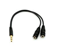System-S Câble audio Y 20 cm stéréo AUX jack 3,5 mm mâle vers 2 adaptateurs femelles Noir