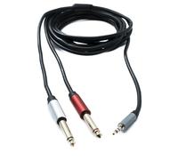System-S Câble audio Y 3 m stéréo TRS 3,5 mm mâle vers 2 prises jack 6,35 mm TS mâle adaptateur