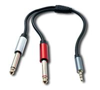 System-S Câble audio Y 30 cm stéréo TRS 3,5 mm mâle vers 2 prises jack 6,35 mm TS mâle adaptateur