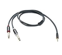 System-S Câble audio Y jack 100 cm 2 x 6,35 mm 2 broches mâle vers fiche 3,5 mm 3 broches tressé adaptateur AUX
