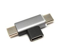 System-S Câble coudé USB 3.1 Y Type C Femelle vers 2 fiches en Gris