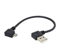 System-S Câble Micro USB coudé à 90° vers USB 2.0 Type A (mâle) coudé à 90° vers la Droite Câble de données, câble de Chargement, câble de Chargement, env. 19 cm